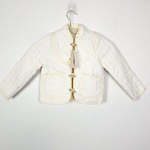 Doen Children's Girl's Little Parker Toggle Front Cream Quilted Spring Coat